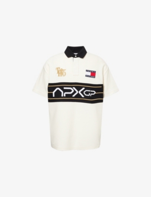 Tommy Hilfiger Mens Ivory/black The Apxgp Collection Race Day Logo-embroidered Cotton Polo Shirt