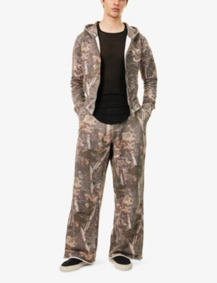 JADED LONDON: Monster Woodland-And-Camo Wide-Leg Cotton-Jersey Jogging Bottoms