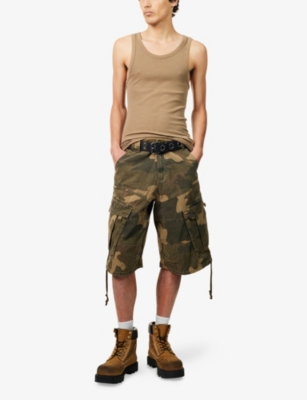 JADED LONDON: Cadet Camo Baggy Denim Shorts