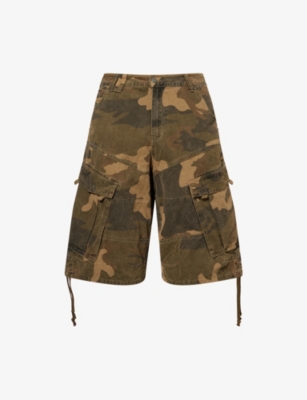 JADED LONDON: Cadet Camo Baggy Denim Shorts