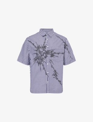 JADED LONDON: Gingham Short-Sleeve Cotton Shirt