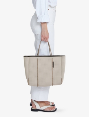 STATE OF ESCAPE WOMENS STONE FLYING SOLO WOVEN TOTE BAG 