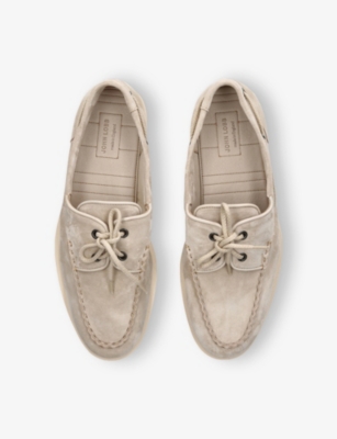 JOHN LOBB: Foil Suede Boat Shoes