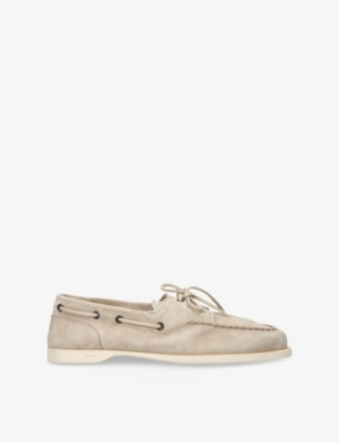 JOHN LOBB: Foil Suede Boat Shoes