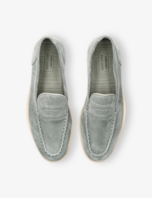 John Lobb Mens Pace Suede Loafers Pale Blue Eur 41 / 7 Uk
