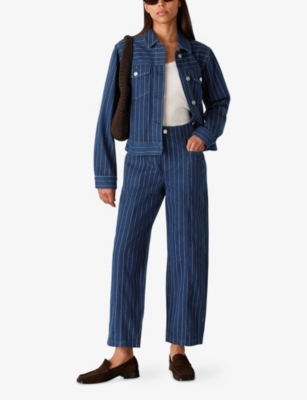 WHISTLES: Pinstriped Relaxed-fit Denim Jacket