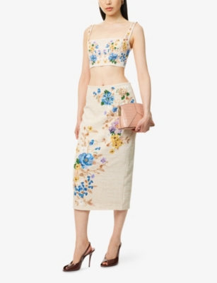 Mary Katrantzou Womens Calix Cropped Stretch-woven Top Farinifera