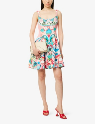 Mary Katrantzou Womens Ceramica Quartz Freya Shoulder-straps Stretch-woven Mini Dress