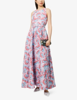 Mary Katrantzou Womens Ceramica Jq Shaw Sleeveless Woven Maxi Dress