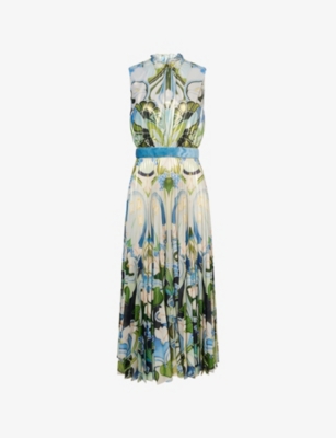 MARY KATRANTZOU: Hollie Pleated Woven Midi Dress