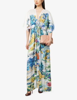 Mary Katrantzou Satin Tie-waist Taormina Kaftan
