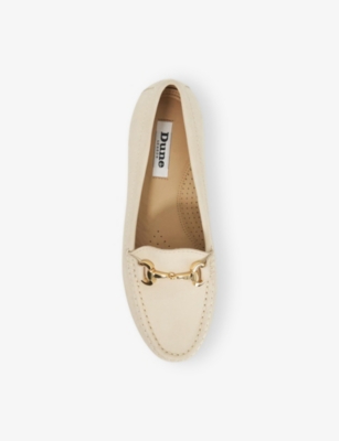 Dune Womens Cream Leather Glenniee Snaffle-embellished Suede Lloafers Eur 36 / 3 Uk
