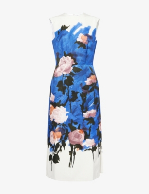 ERDEM: Floral Sleeveless Cotton-Blend Midi Dress