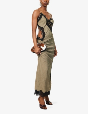 Christopher Esber Crimped Lace Slip Dress