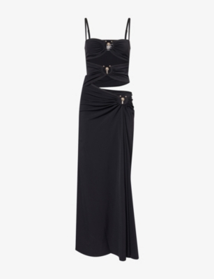 CHRISTOPHER ESBER: Ruched Orbit Slit Stretch-Jersey Maxi Dress