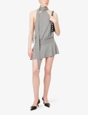 JADED LONDON: Enya Striped Woven Mini Dress