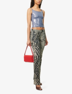 JADED LONDON WOMENS SPARKLE LUA METALLIC DOUBLE-LAYER STRETCH-MESH VEST TOP 