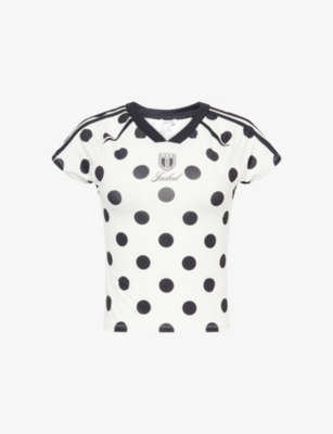 JADED LONDON: Polka-Dot Logo-Print Stretch-Jersey Football T-Shirt