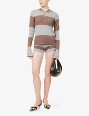 JADED LONDON: Striped Low-Rise Knitted Shorts
