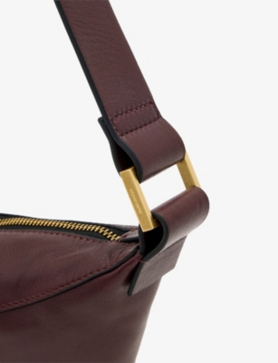 Allsaints Womens Dark Red Luna Leather Cross-body Bag In Red