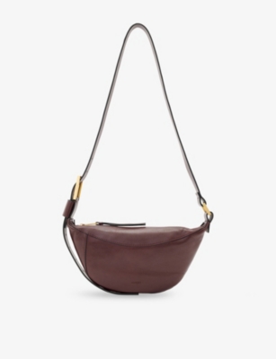 Allsaints Womens Dark Red Luna Leather Cross-body Bag In Red