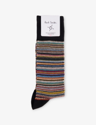 PAUL SMITH: Striped Stretch-Cotton Blend Socks
