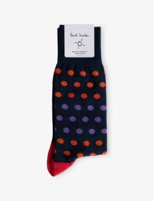 PAUL SMITH: Kingston Polka-Dot Cotton-Blend Socks