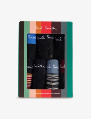 PAUL SMITH: Striped Logo-Branded Pack Of Seven Cotton-Jersey Trunks