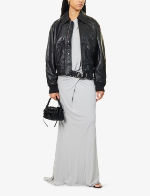 Christopher Esber Womens Black Flight Leather Bomber Jacket In Black