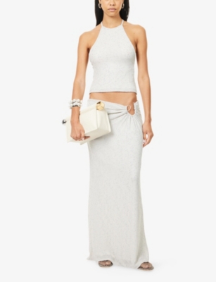 Christopher Esber Womens Dune Metallic Imber Metallic Looped Knitted Maxi Skirt In Neutral