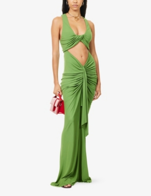 Christopher Esber Womens Cactus Vivenda Drape-front Jersey Maxi Dress In Green
