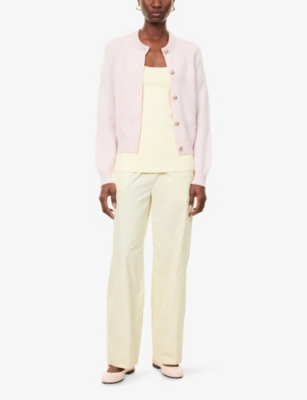 BARRIE: Intarsia-Bouclé Round-Neck Cashmere And Silk Cardigan