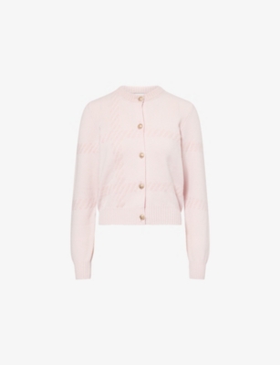 BARRIE: Intarsia-Bouclé Round-Neck Cashmere And Silk Cardigan