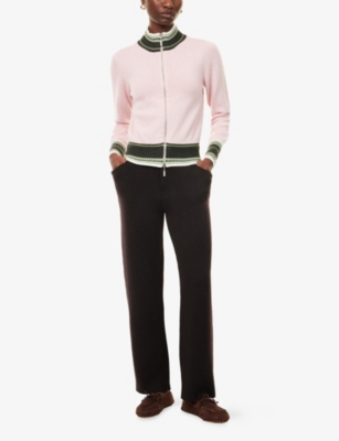 Barrie Womens Double Face Straight-leg Cashmere Trousers Dark Brown Xs In Brown