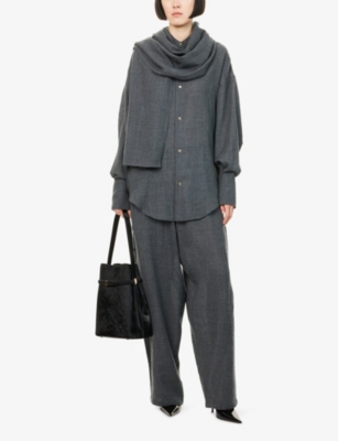Darkpark Womens Grey Melange Phebe Wide-leg Wool Trousers In Gray