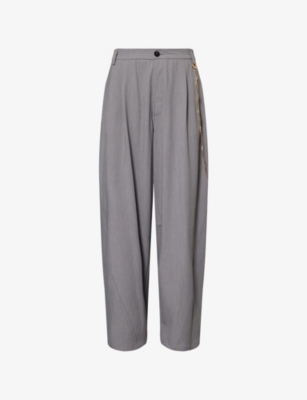 Darkpark Womens Light Grey Phebe Chain-adorned Wide-leg Wool-blend Trousers In Gray