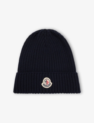 MONCLER: Brand-Patch Ribbed Wool Beanie 4-10 Years