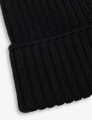 MONCLER: Brand-Patch Ribbed Wool Beanie 4-10 Years
