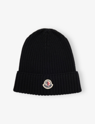 MONCLER: Brand-Patch Ribbed Wool Beanie 4-10 Years