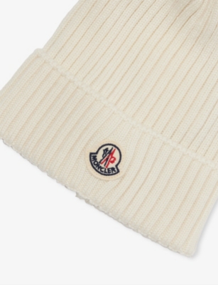 MONCLER: Brand-Badge Ribbed Wool Knit Hat