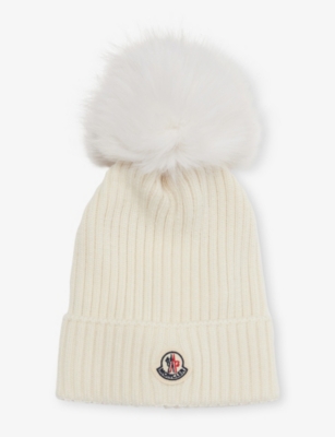 MONCLER: Brand-Badge Ribbed Wool Knit Hat