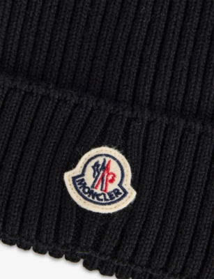 MONCLER: Brand-Badge Ribbed Wool Knit Hat