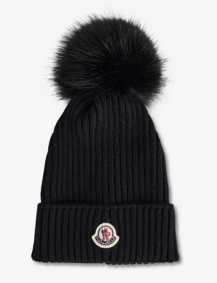 MONCLER: Brand-Badge Ribbed Wool Knit Hat