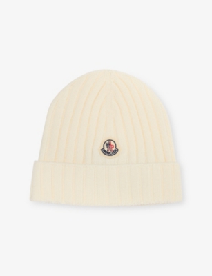 MONCLER: Brand-Patch Ribbed Wool Beanie 1-14 Months