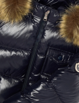 Moncler Navy K2f Fur-collar Padded Down Jacke In Black