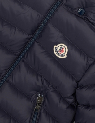 Moncler Navy Jules Logo-patch Padded Down Jacket 6 Months- 3 Year In Blue