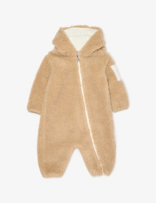 MONCLER: Hooded Long-Sleeves Fleece Romper 1-18 Months