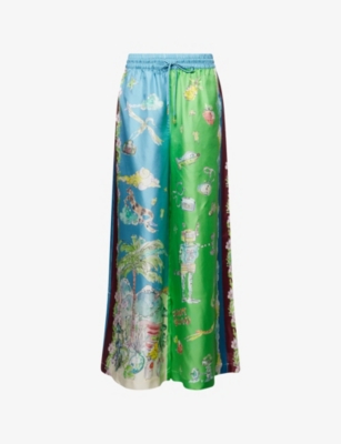 Alemais Womens Multi Daria Graphic-pattern Silk Trousers