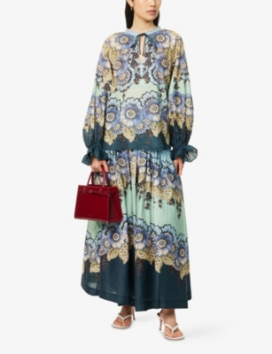 Alemais Madalena Floral-print Tiered Maxi Skirt