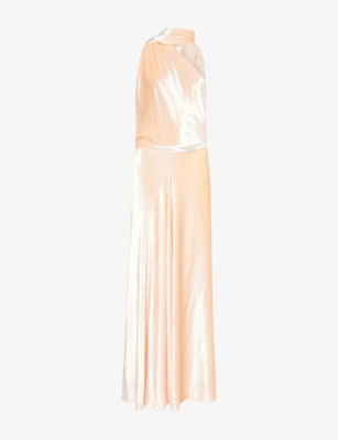 ALBERTA FERRETTI: Velvet One-Shoulder Woven Maxi Dress